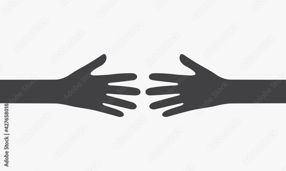 two hands reach each other. vector illustration. two hands reach each other. vector illustration.