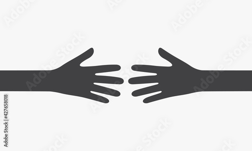 two hands reach each other. vector illustration.