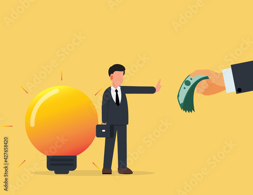 Businessman don't sell his ideas.buy and Sell, Successful, Achievement