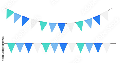 Party flag garland isolated on white background. Vector Illustration