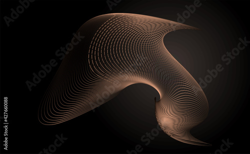Bronze line imitation metal spots on a black background in art deco style. Modern picture for innovative technologies. Future composition geometry. vector illustration of a trend. 