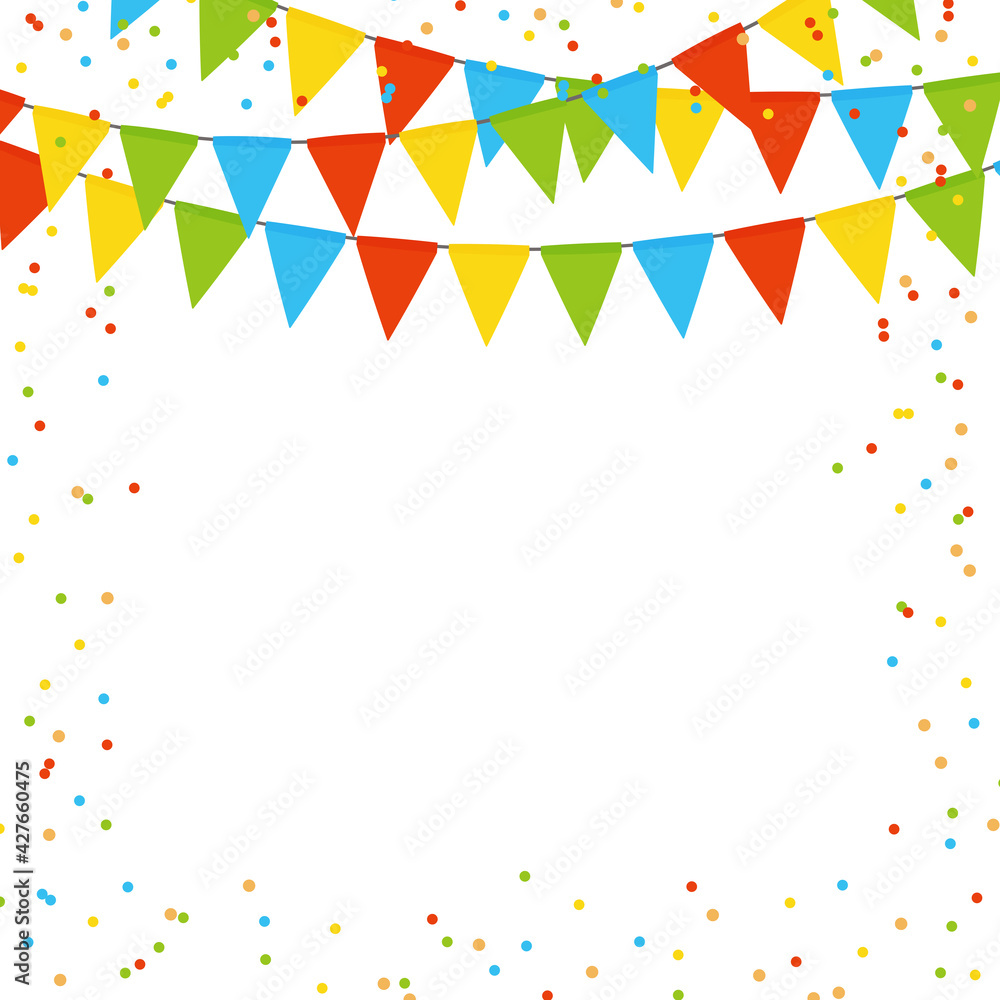 Party holiday abstract background template with flag garlands and confetti. Vector illustration Party holiday abstract background template with flag garlands and confetti. Vector illustration