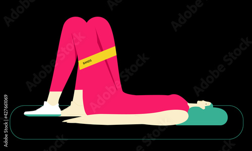 Stay at home. Workout with elastic bands. Vector illustration flat design. Use in Web Project and Applications.