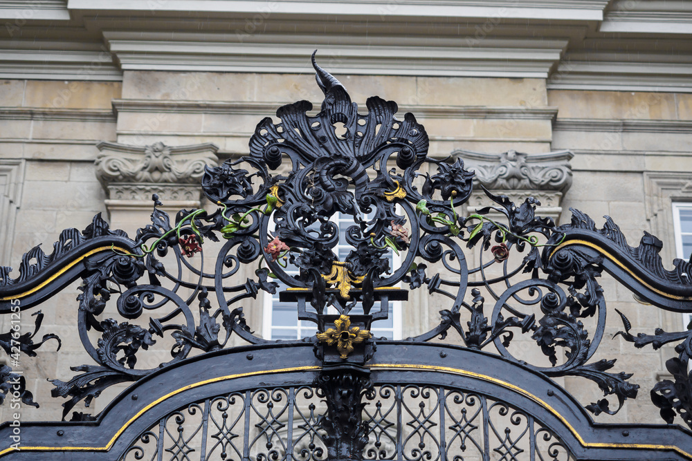 Forged lattice on the gate Zunfthaus zur Meisen in Zurich, Switzerland