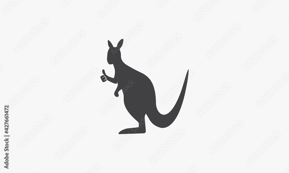kangaroo with thumbs up vector illustration. creative icon on white background. kangaroo with thumbs up vector illustration. creative icon on white background.