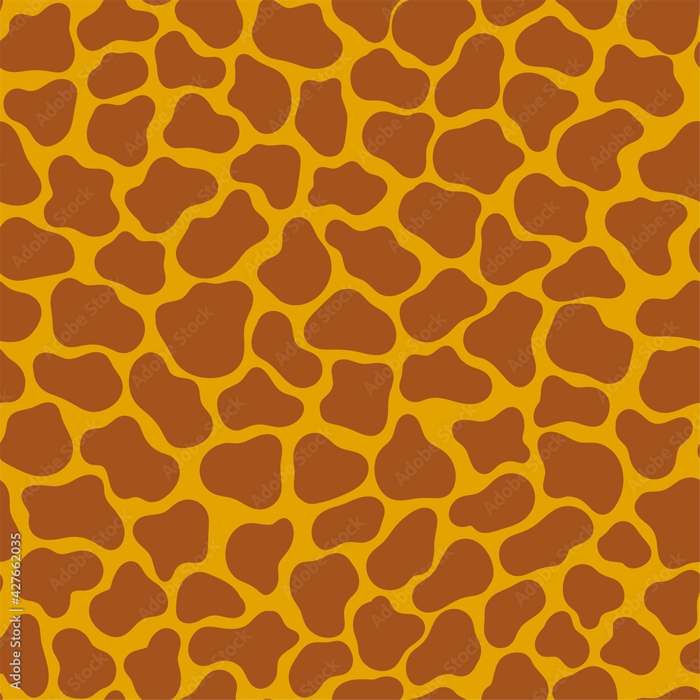 Giraffe skin texture seamless pattern vector. Warm animal spotter hand-drawn texture by cooper and goldenrod colors. Simple monochrome spotted animal endless texture. Perfect for fabric, textile, etc Giraffe skin texture seamless pattern vector. Warm animal spotter hand-drawn texture by cooper and goldenrod colors. Simple monochrome spotted animal endless texture. Perfect for fabric, textile, etc
