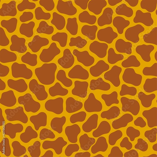 Giraffe skin texture seamless pattern vector. Warm animal spotter hand-drawn texture by cooper and goldenrod colors. Simple monochrome spotted animal endless texture. Perfect for fabric, textile, etc