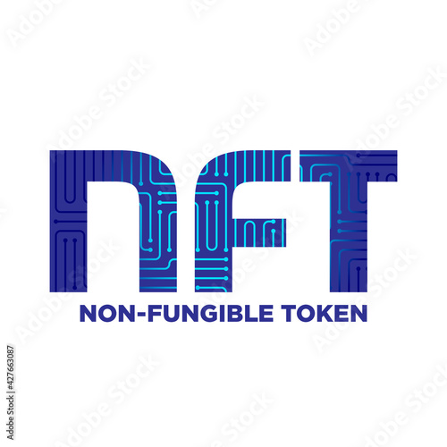 NFT non fungible token logo header banner vector illustration. Digital Art Concept.