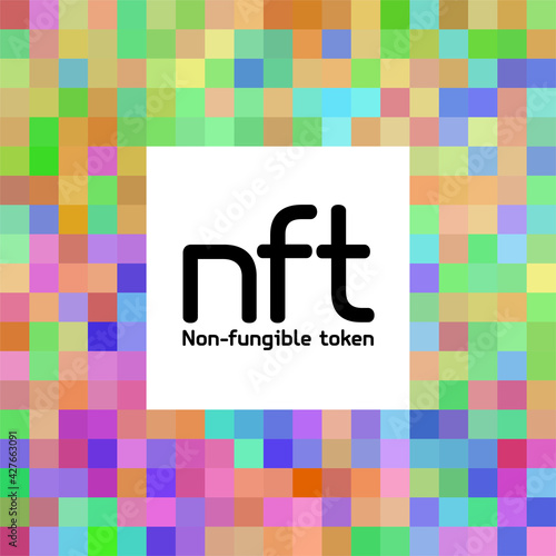 NFT non fungible token logo header banner vector illustration. Digital Art Concept.