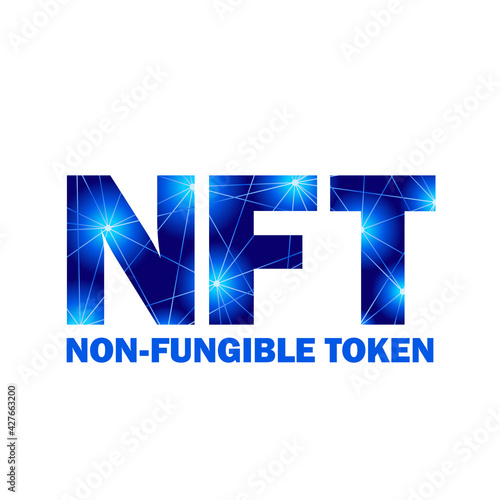 NFT non fungible token logo header banner vector illustration. Digital Art Concept.