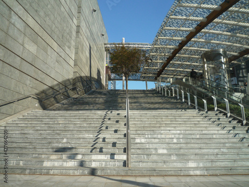 empty stone  stairs ina modern city building