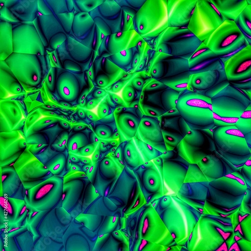 Obraz na płótnie Abstract Blue & Green Fractal Background - are they eyes or olives? Each segment