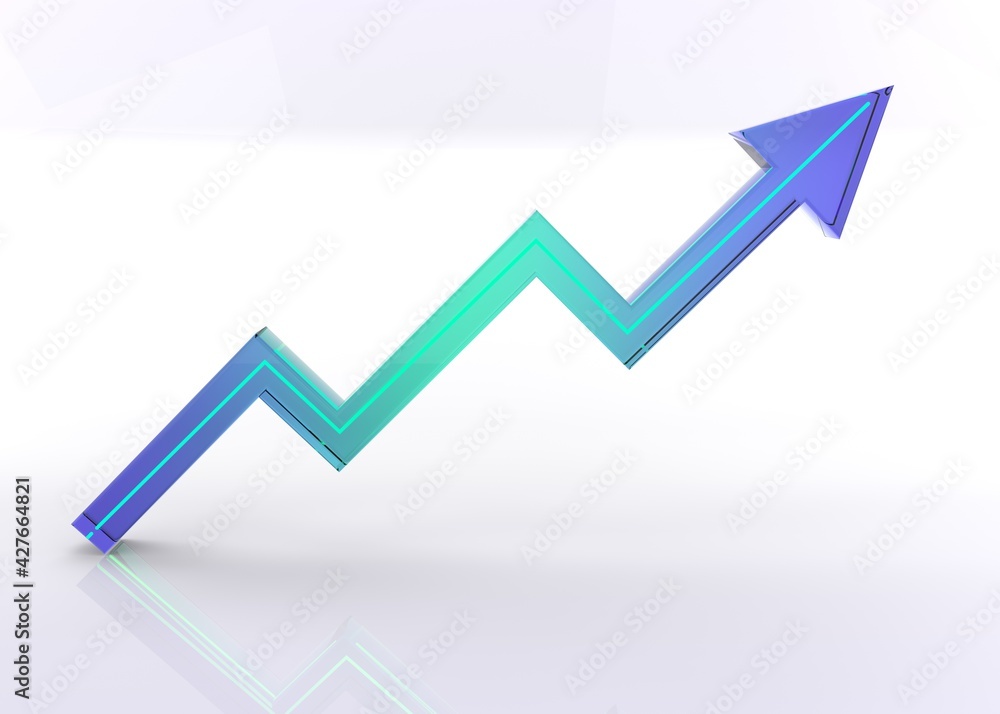 Arrows technology glass for banner statistics and business system. Modern concept of future from commerce technology. Analysis and server operations.Development business. 3D Render Illustration.
