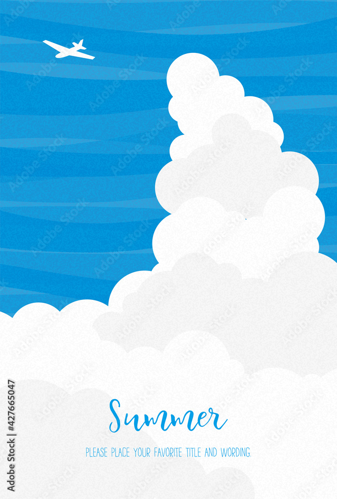 入道雲と飛行機の夏イメージイラスト素材 Stock Vector Adobe Stock