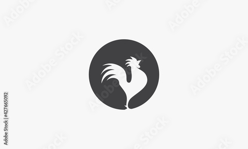 Rooster circle icon. vector illustration. isolated on white background.