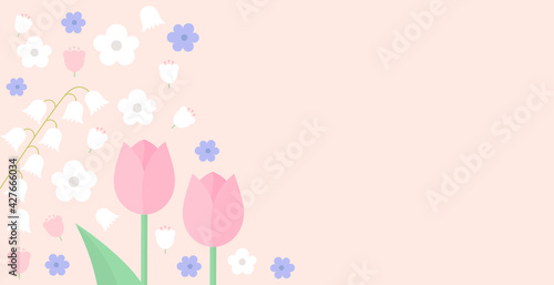 Flower background. Bright spring pastel flowers floral card.