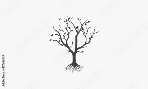 dry tree with fallen leaves icon. isolated white background.