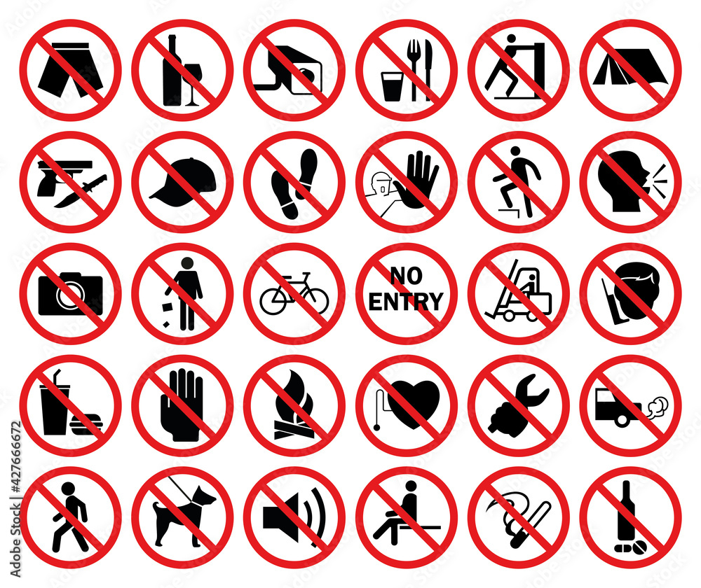 30 prohibited symbols in total vector illustration 30 prohibited symbols in total vector illustration