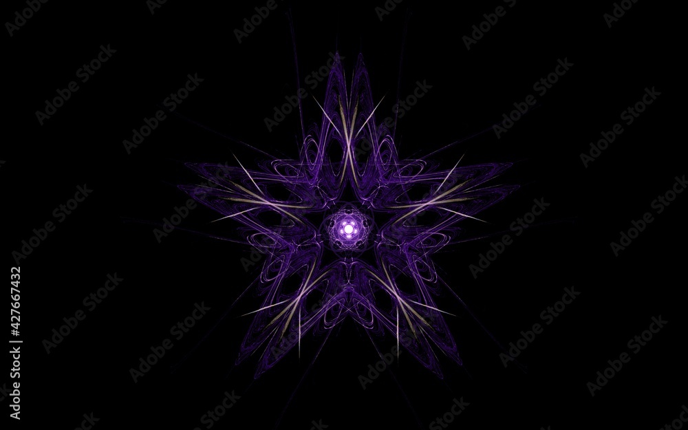 Illustration of a star of blue color in the form of a five-pointed snowflake on a black background for use in festive symbols for Christmas or New Year Illustration of a star of blue color in the form of a five-pointed snowflake on a black background for use in festive symbols for Christmas or New Year
