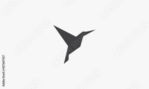 colibri origami paper simple icon vector.
