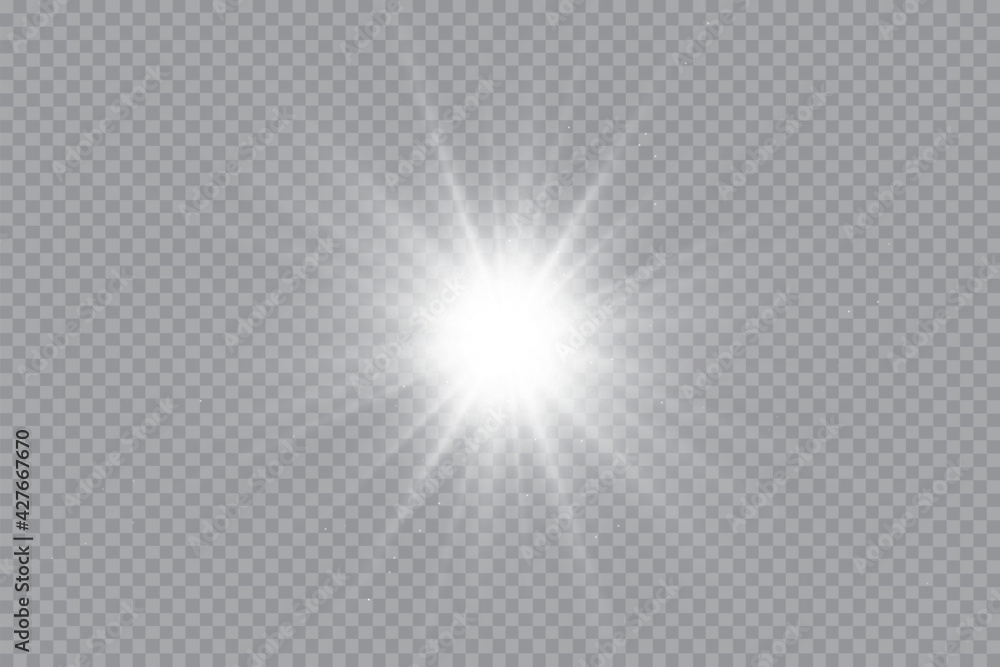 Glow effect. Star sparkles on a transparent background. Vector illustration. the sun Glow effect. Star sparkles on a transparent background. Vector illustration. the sun