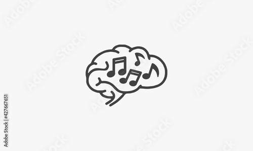 brain music note icon . isolated on white background. vector illustration.