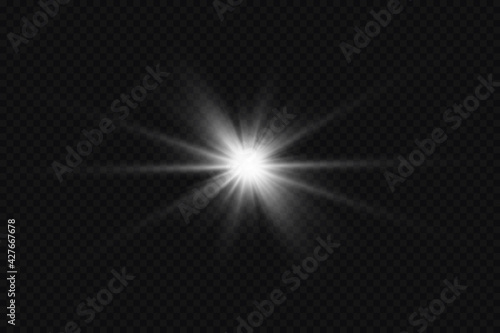 Glow effect. Star sparkles on a transparent background. Vector illustration. the sun