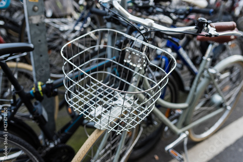 Metal basket on a bicycle
