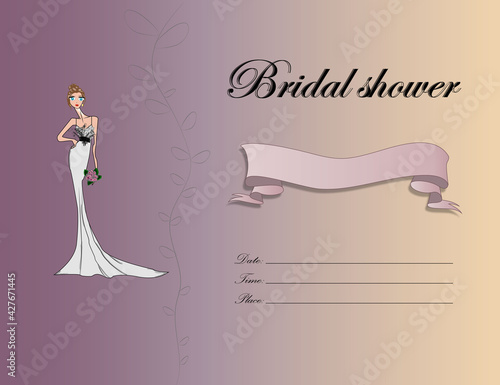 bridal shower invitation (pink-yellow)