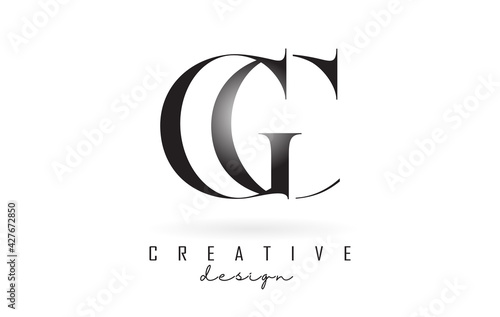 GC g c letter design logo logotype concept with serif font and elegant style vector illustration.