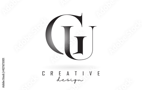 GU g u letter design logo logotype concept with serif font and elegant style vector illustration.