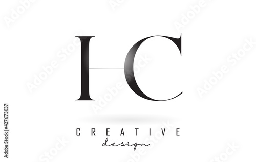 HC h c letter design logo logotype concept with serif font and elegant style vector illustration.