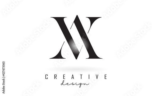 AV a v letter design logo logotype concept with serif font and elegant style vector illustration.
