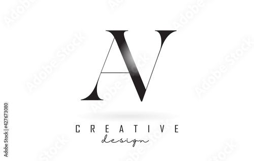 AV a v letter design logo logotype concept with serif font and elegant style vector illustration.
