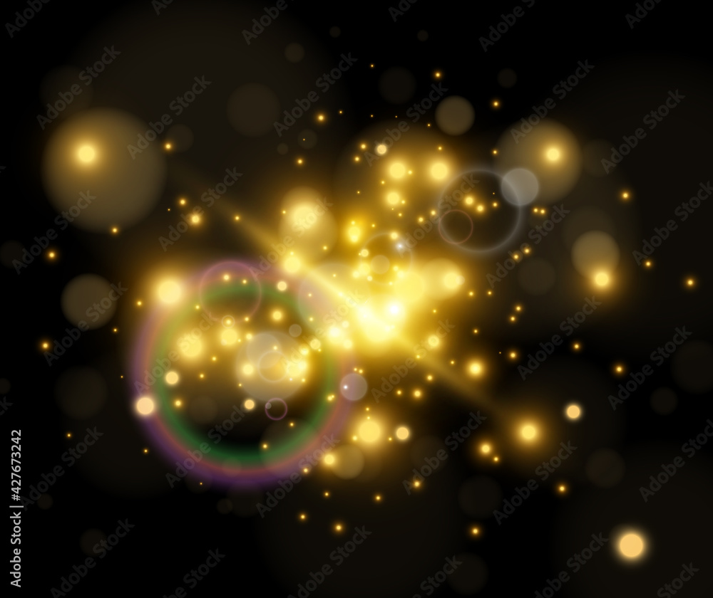 Bright beautiful star.Vector illustration of a light effect on a transparent background. Bright beautiful star.Vector illustration of a light effect on a transparent background.