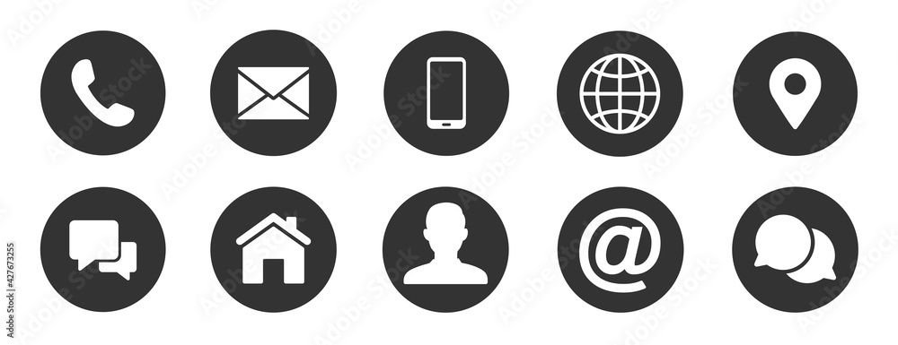 Contact information icons, vector for business card and website - obrazy, fototapety, plakaty 