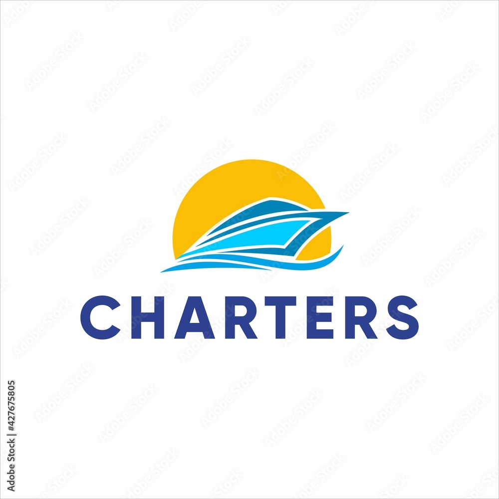  yacht charter boat logo design vector