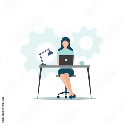 Office work concept. Colored flat vector illustration. Isolated on white background.