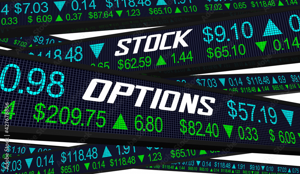 Stock Options Share Prices Market Ticker Compensation Benefits 3d Illustration