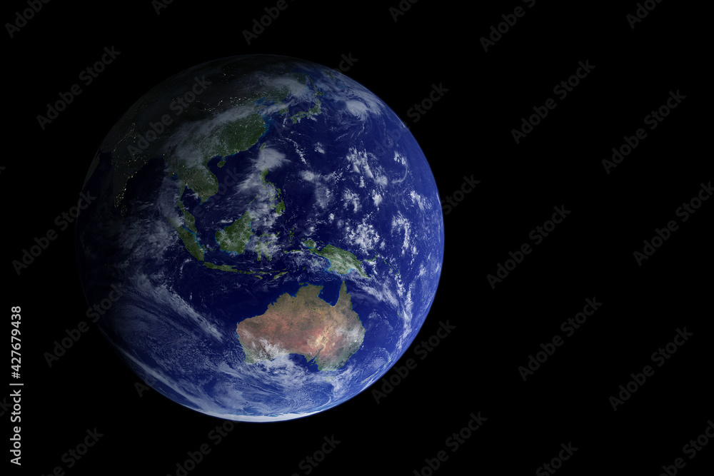 Fototapeta premium Australia from space, against a dark background. Elements of this image were furnished by NASA.