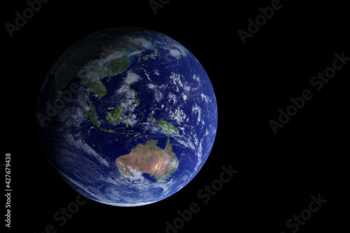 Australia from space, against a dark background. Elements of this image were furnished by NASA.