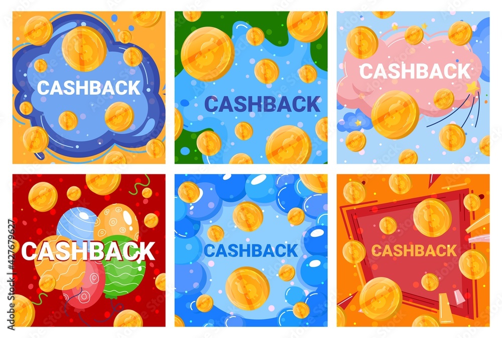 Winter cashback, offer banner, business promotion, cash marketing, coin purchase, design, cartoon style vector illustration.