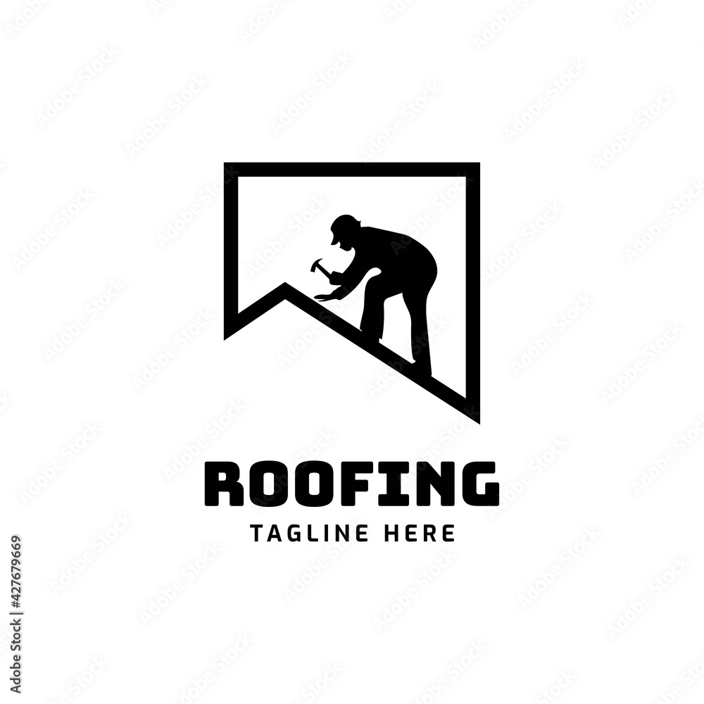Roofing logo design illustration vector template Stock Vector | Adobe Stock
