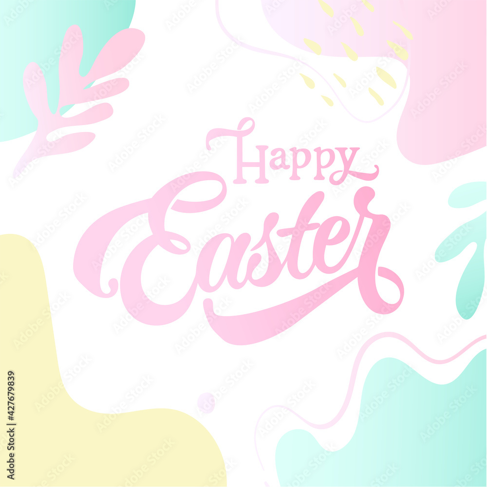 Vector illustration. Happy Easter handwritten lettering. Happy Easter typography vector design for greeting cards and poster. Design template celebration. Vector illustration.