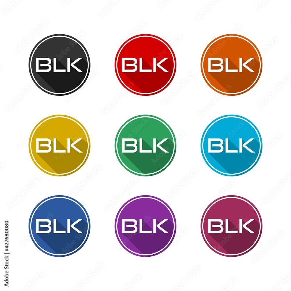 Initial BLK Letter Logo isolated on white background color set Initial BLK Letter Logo isolated on white background color set