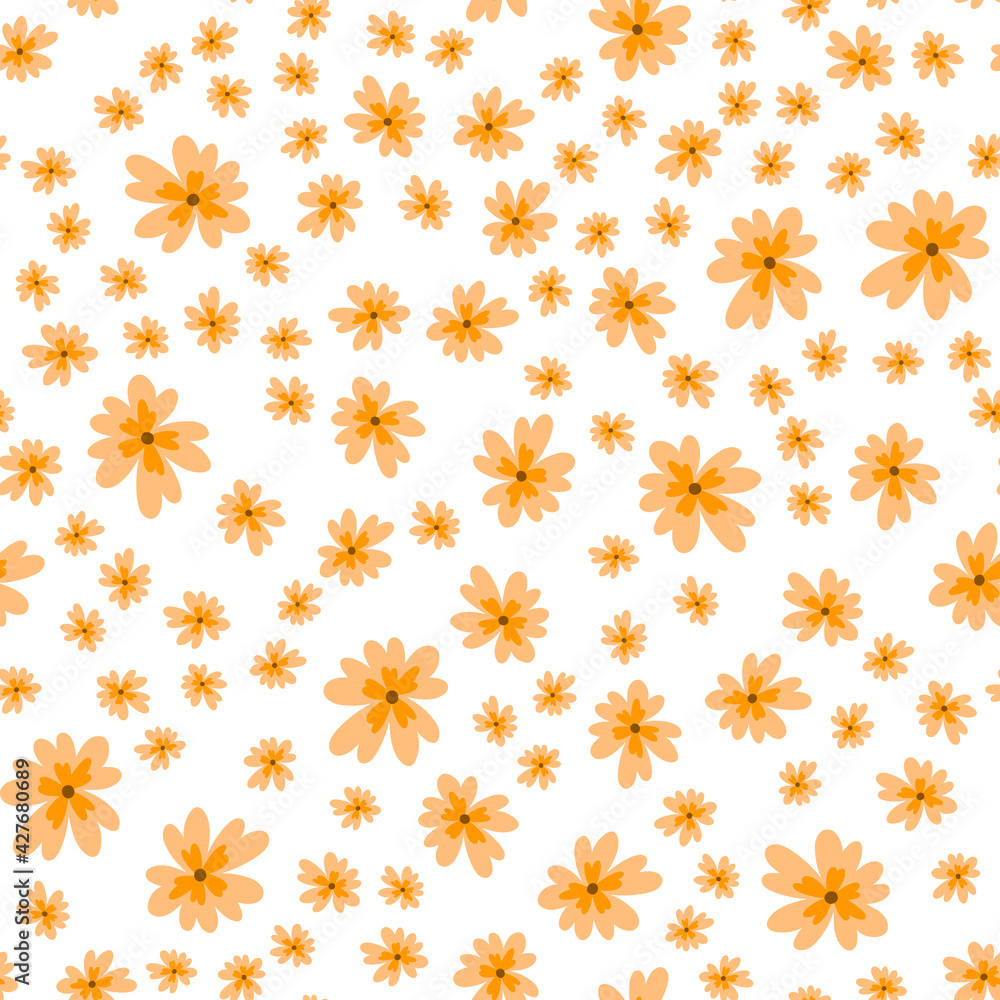 Vector floral pattern in doodle style with flowers and leaves. Gentle, spring floral background. Vector floral pattern in doodle style with flowers and leaves. Gentle, spring floral background.