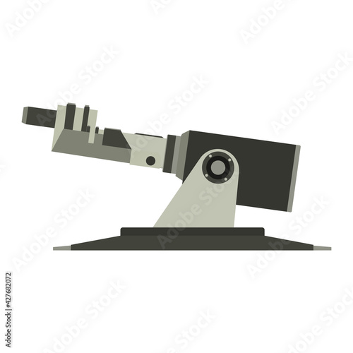 Military gun warship turret vector guard protection force battleship. Water warship turret sea destroyer navy power icon. Conflict tower aggression isolated white enforcement combat warfare icon