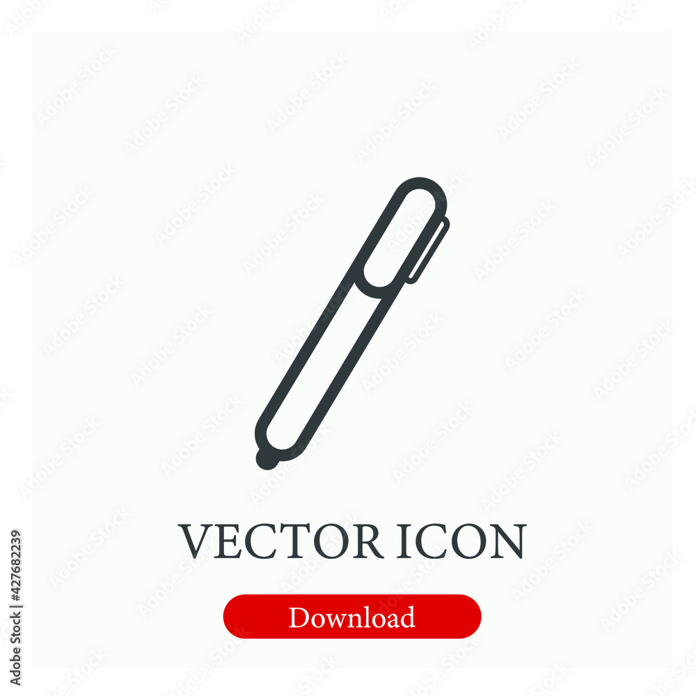 Pen vector icon. Editable stroke. Linear style sign for use on web design and mobile apps, logo. Symbol illustration. Pixel vector graphics - Vector Pen vector icon. Editable stroke. Linear style sign for use on web design and mobile apps, logo. Symbol illustration. Pixel vector graphics - Vector