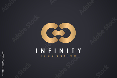 Abstract Initial Letter C and O Linked Logo. Gold Circular Shapes Infinity Style isolated on Luxury Background. Usable for Business and Branding Logos. Flat Vector Logo Design Template Element.