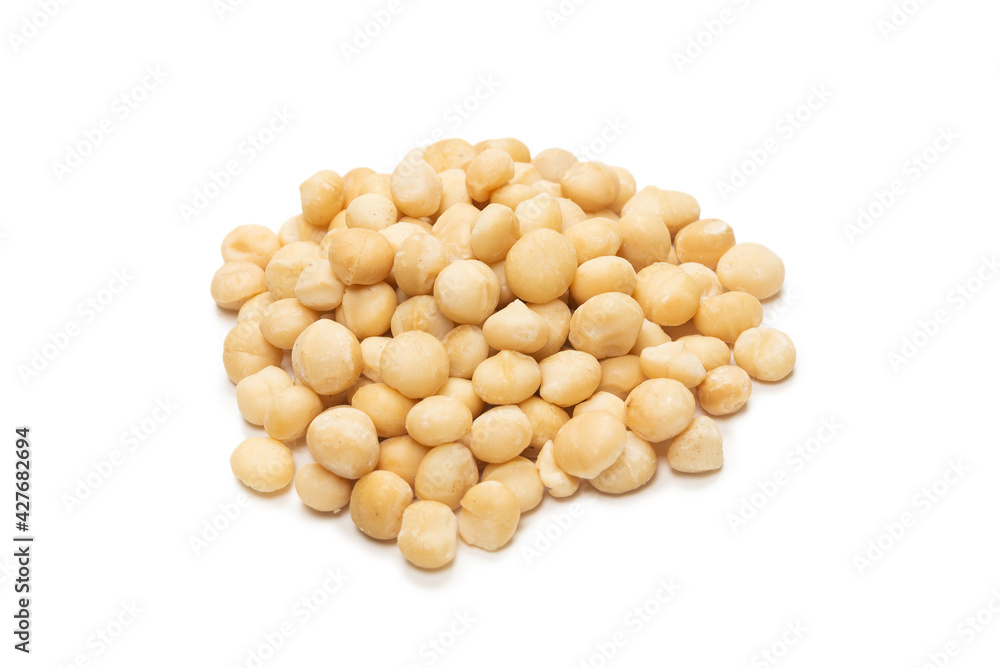 Macadamia nuts isolated on white background. Macadamia nuts isolated on white background.